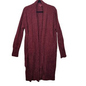 Barefoot‎ Dreams CozyChic Lite Cardigan Burgundy Red Open Front Long Sleeve XL